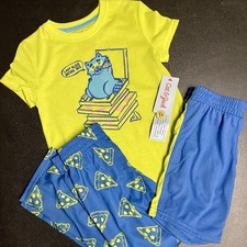 NWT Boys Cat  Jack 3-piece Sleepwear Pajama Set Size 4 5 XS Toddler Pizza Rat