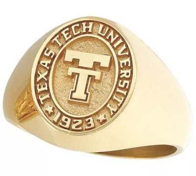 Texas Tech University Class Ring Gold Plated Sterling Silver TTU Alumni 1923