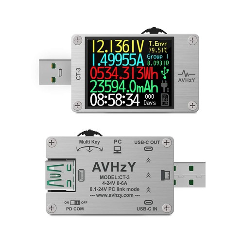 AVHzY CT-3 USB3.1 Tester Current Voltage Tester Checker Quick Battery Charger De