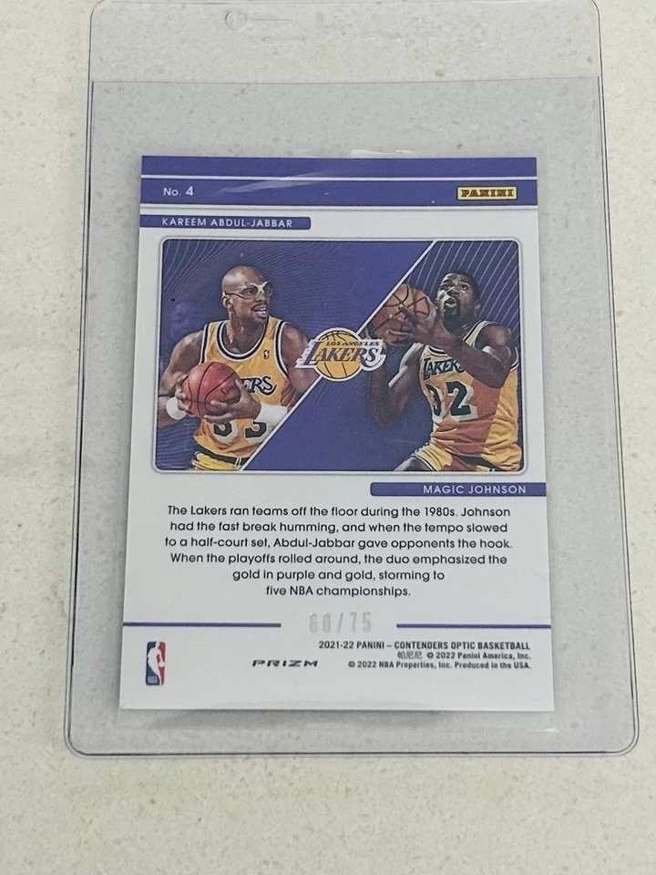 2021-22 Contenders Optic Legendary Tandems Magic & Kareem Blue Cracked Ice /75 - Imagem 2 de 2