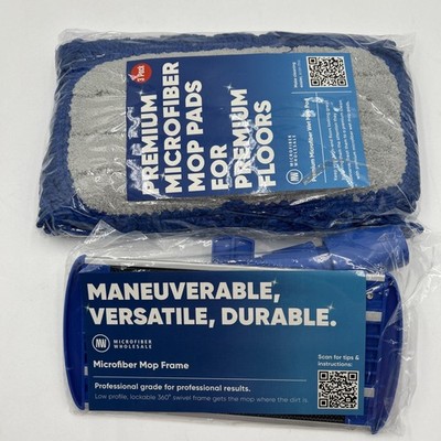 9'' Mini Buff Pro Microfiber Mop Pads, 3-Pack Reusable Pads + Replacement Head