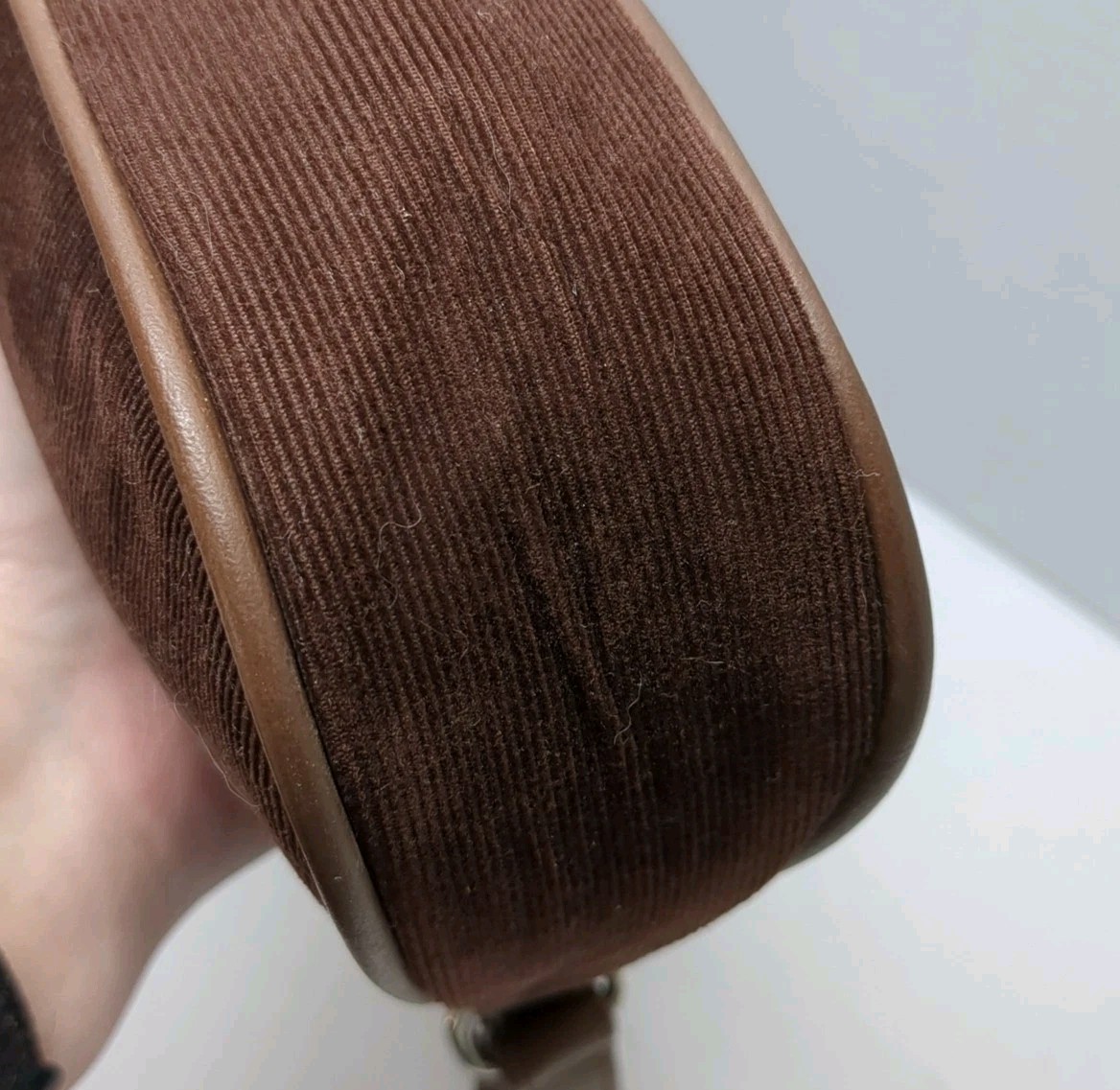 Patchwork Corduroy/Leather Mini Shoulder Bag Retr… - image 5