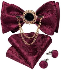 DiBanGu Burgundy Red Bow Ties for Men Self Tie and One Size,