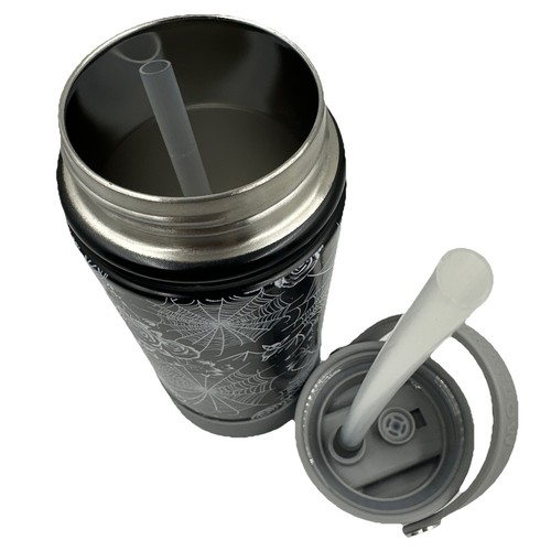 Hydraflow Gothic Rosen Spinnennetz Fledermäuse Edelstahl Becher 14oz kalt 12hr - Bild 6 von 7