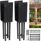 Heavy Duty U-Shape Metal Post Base Holder, 4''x4'' (Internal 3.5"x3.5"), Wet Con
