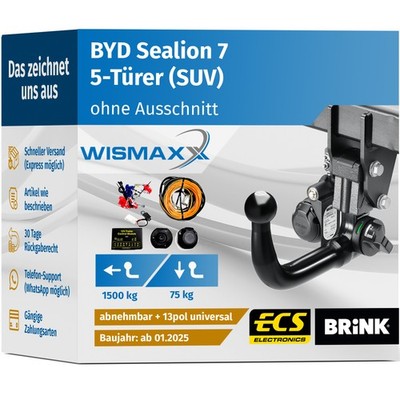 ANHÄNGERKUPPLUNG für BYD Sealion 7 ab 25 vert. abnehmbar BRINK +13pol E-Satz ABE