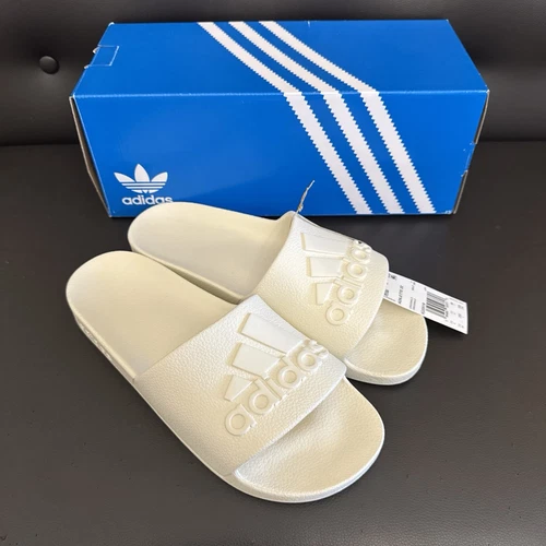 Nuove Adidas Adilette Slip on Quick Dry Aqua Slides colore bianco sporco uomo 11