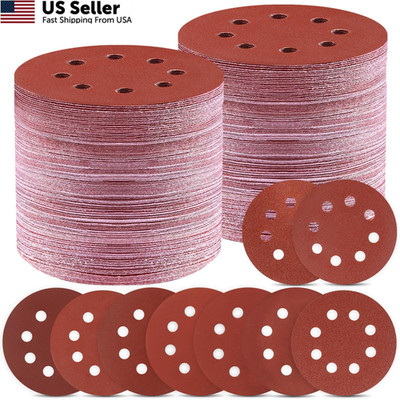 Giwiemi 150 PCS 5 Inch Sanding Discs, Premium Orbital 5 x 5 inches, Red