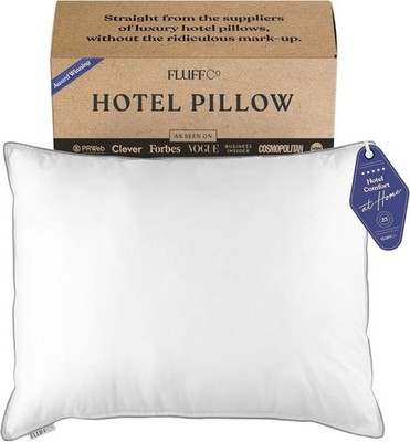 FluffCo Luxury Hotel Quality Pillow - Down Alternative Soft Fluff Standard/Queen