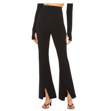 Free People We the Free Black Real Deal Slit Hem Flare Pant 33 Faux Suede HR