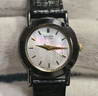 Vintage Ladies SEIKO Mother of Pearl Dial Quartz Watch Lizard *Running *Clean