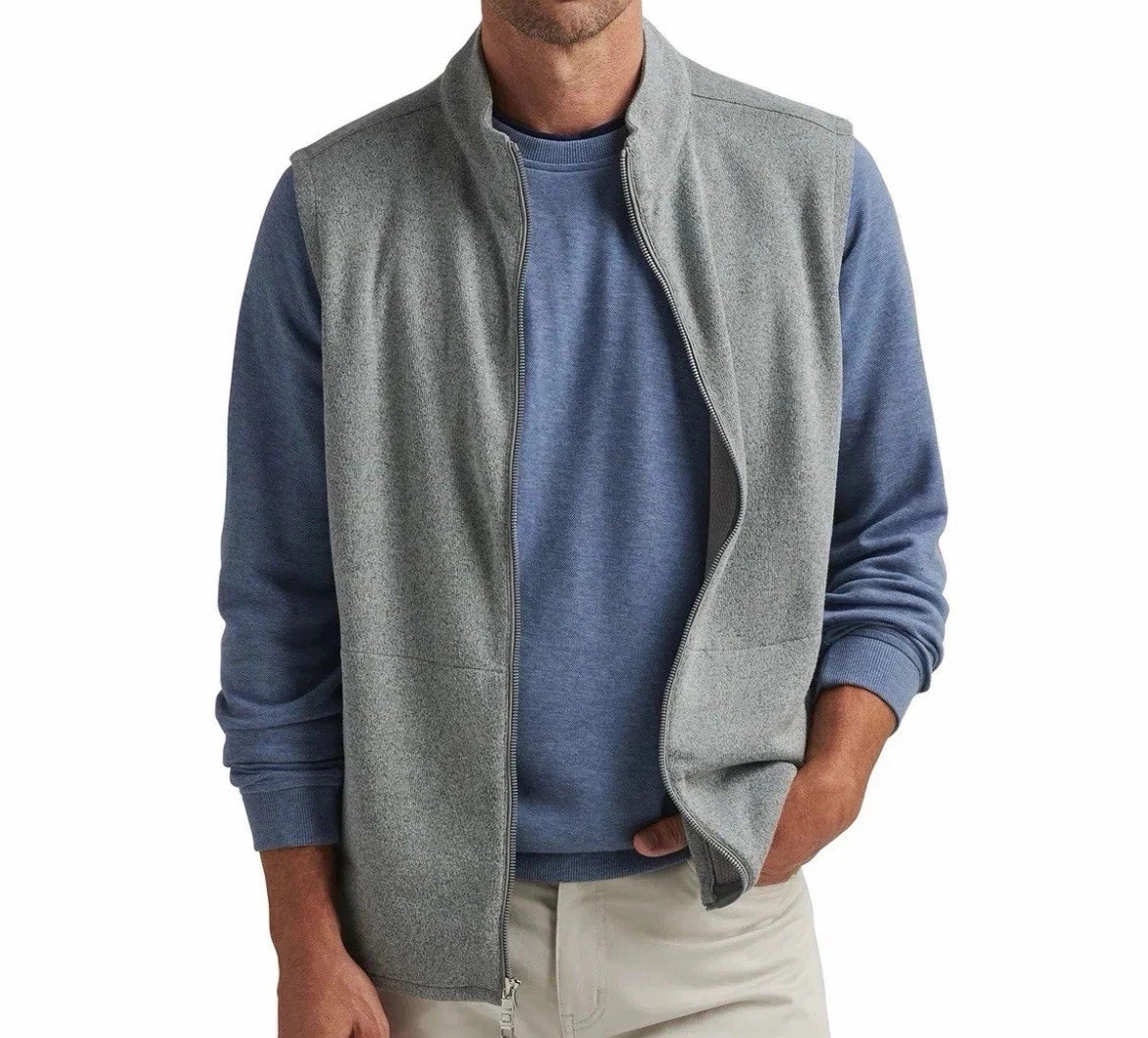 New Peter Millar Gale Gray Crown Sweater Fleece Vest MS25K61 Full-Zip XXL - second product detail image