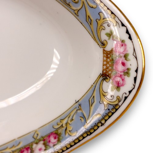 C Tielsch Altwasser 2181 Asparagus Dish 8" Roses Blue Band Gold Silesia 1920's - Picture 3 of 4