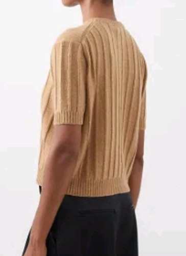 KHAITE Esmeralda hellbraun gerippter Kurzarm Kaschmir Pullover Größe Medium klassisch - Bild 5 von 15