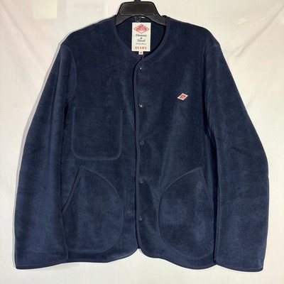 Danton BEAMS Collarless Fleece Jacket Navy Blue Medium New France Made In Japan