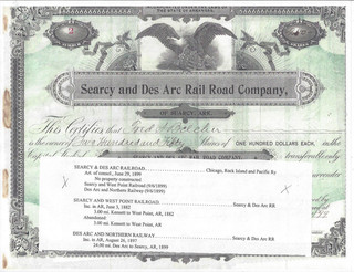 Stk Searcy and Des Arc Rail Road Co. 1899 Arkansas Issued in error