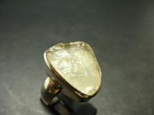 Libyan Desert Glass Tektite Silver Ring from Libya - Size 9.5 - 8.32 Grams