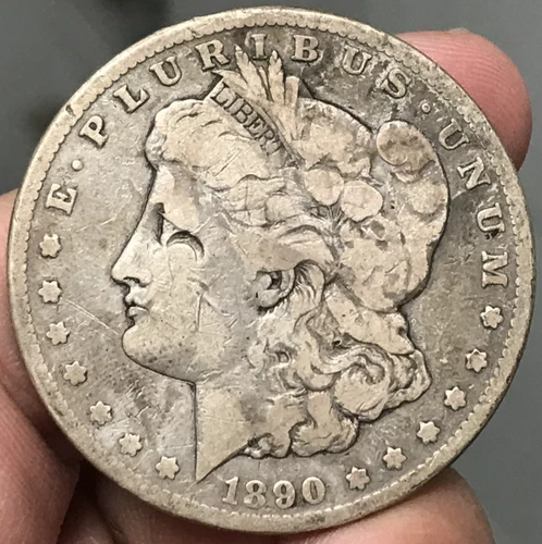 1890-CC $1 Silver Morgan Dollar - VG Details Damaged