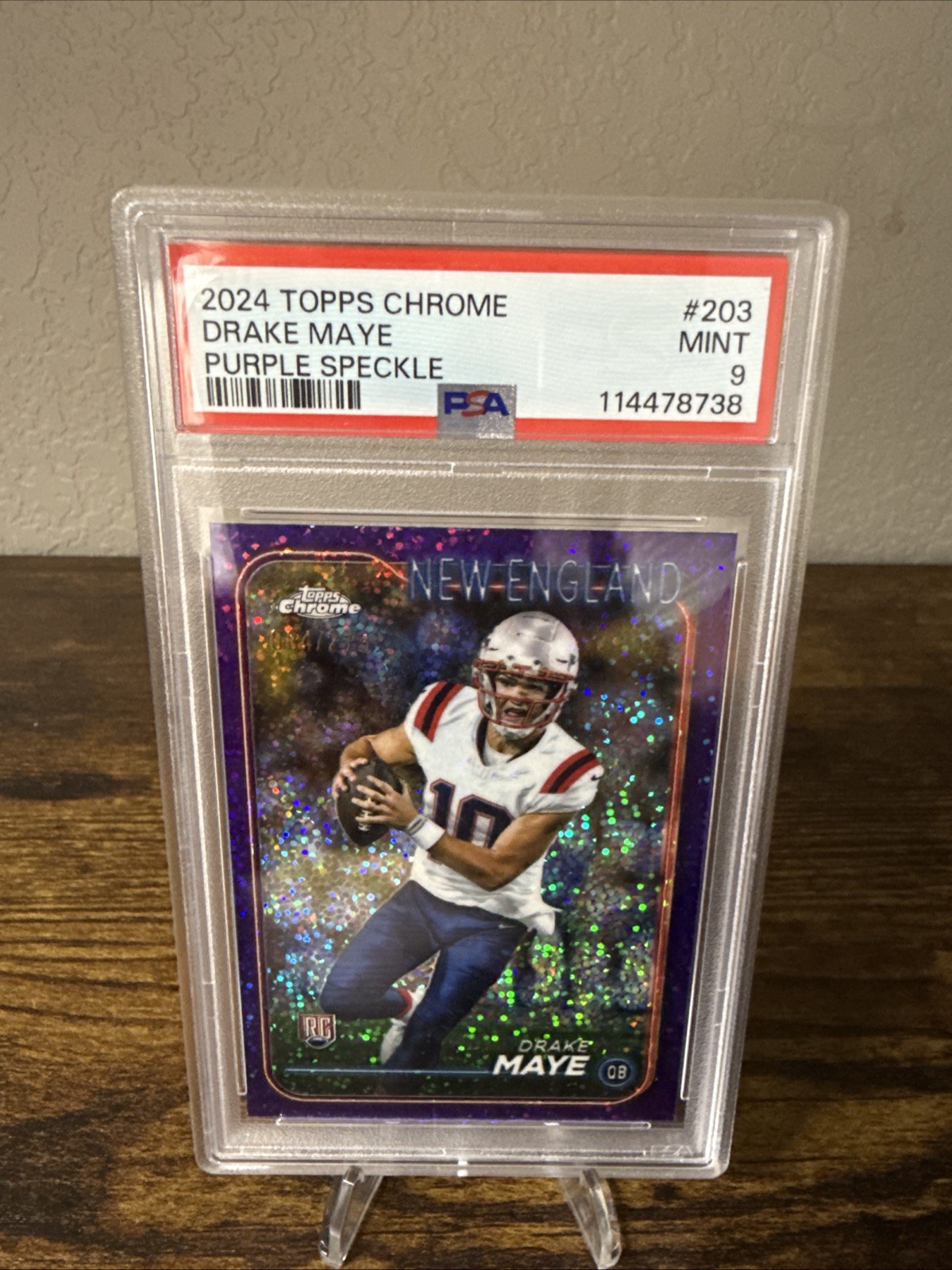 2024 Topps Chrome - Rookies Drake Maye #203 Purple Speckle Refractor /275 (RC)