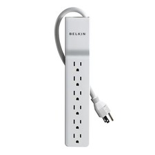 Belkin 6-Outlet Home/Office Surge Protector with 2.5' Power Cord, White
