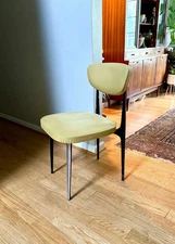 Vtg Aluminum Gazelle Crucible Chair | MCM Shelby Williams Yellow Padded Chair