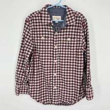 Tucker + Tate Boys Button Up Shirt Size 5 Plaid Red Blue Long Sleeve 100% Cotton