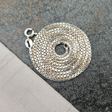 Vintage Sterling Silver 925 Italy 24" Box Chain Link Necklace Large 925