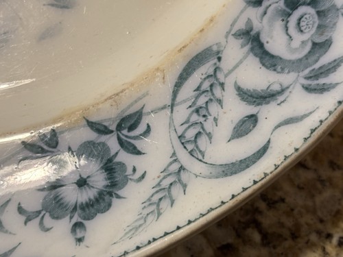 RARE Wedgwood Pearlware Blue Large Floral Platter + Drainer Strainer Plate AS IS - Picture 19 of 24
