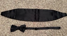After Six Men's Black Cummerbund and Black Bow Tie Set Formal