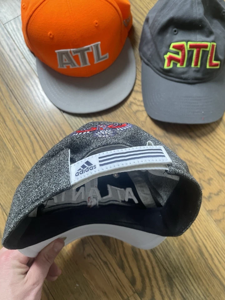 Atlanta Hawks SnapBack Hat Lot (3) Orange And Gray New Era Blue Adidas - Image 3 of 4