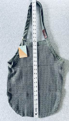 Sandwolke grau grau Bio-Baumwolle gewebt wiederverwendbar Netz Markt Strandtasche Beuteltasche - Bild 10 von 11