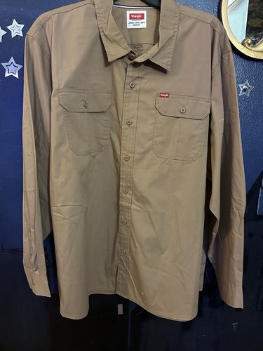 3XL : Wrangler Shirt : Khaki : Relaxed Fit - Picture 1 of 5