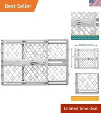 Durable Light Gray Expandable Dog Gate: 23" Tall, Tool-Free Installation