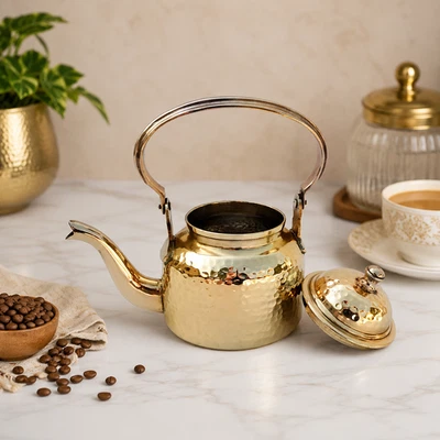 Pure Laiton Thé Bouilloire,Théière Cuisinière & Portion Pot Café Bouilloire 350 - Photo 1/4