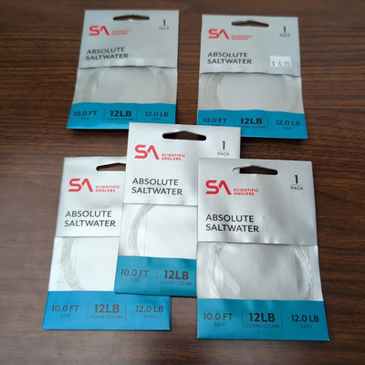 Scientific Anglers Absolute Saltwater 10ft Leader LOT OF (5) - 12lb - FREE SHIP!