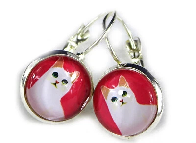 Katze Ohrringe Katzenkopf Miniblings Katzen Katzenohrringe Kopf Cabochon Kater - Bild 1 von 4