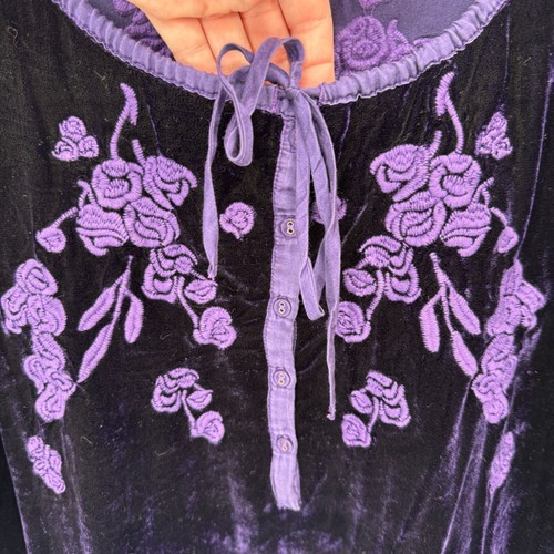 XCVI Velvet Whimsigoth Fairy Top Large Purple Silk Rayon Embroidered Hippie Boho - Picture 4 of 9