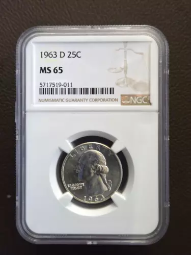 1963-D Washington Quarter NGC MS65
