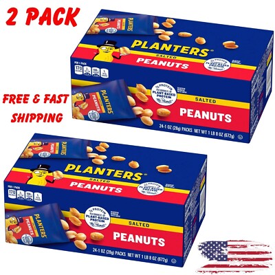 PLANTERS Salted Peanuts, 1 oz. 2 Bags 48 Pack - Snack Size Peanuts with Sea Salt