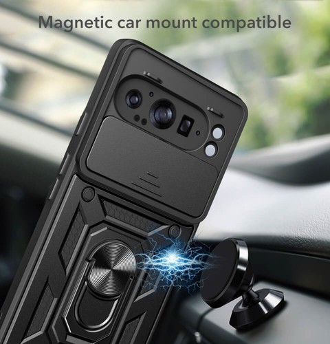 Case for Google Pixel 9 Pro XL Camera Lens Cover Stand Black - Picture 5 of 5