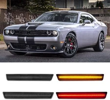 For Dodge Challenger 2015-2022 Smoked Len Side Marker Lights LED Front Rear Lamp