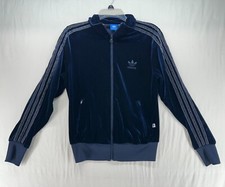 Adidas Velour Velvet Track Jacket 3 Stripe Embossed Logo Sample Womens Size S