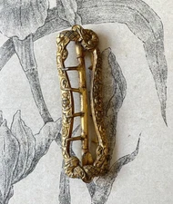 Antique Gold Metal Snake Decorated Belt Buckle / Shoes - 1900