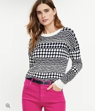 LOFT NWT Heart Dot Crewneck Sweater - Whisper White - Size X Small