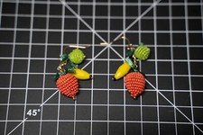 beaded fruit earrings dangle drop vintage to modern strawberry banana apple