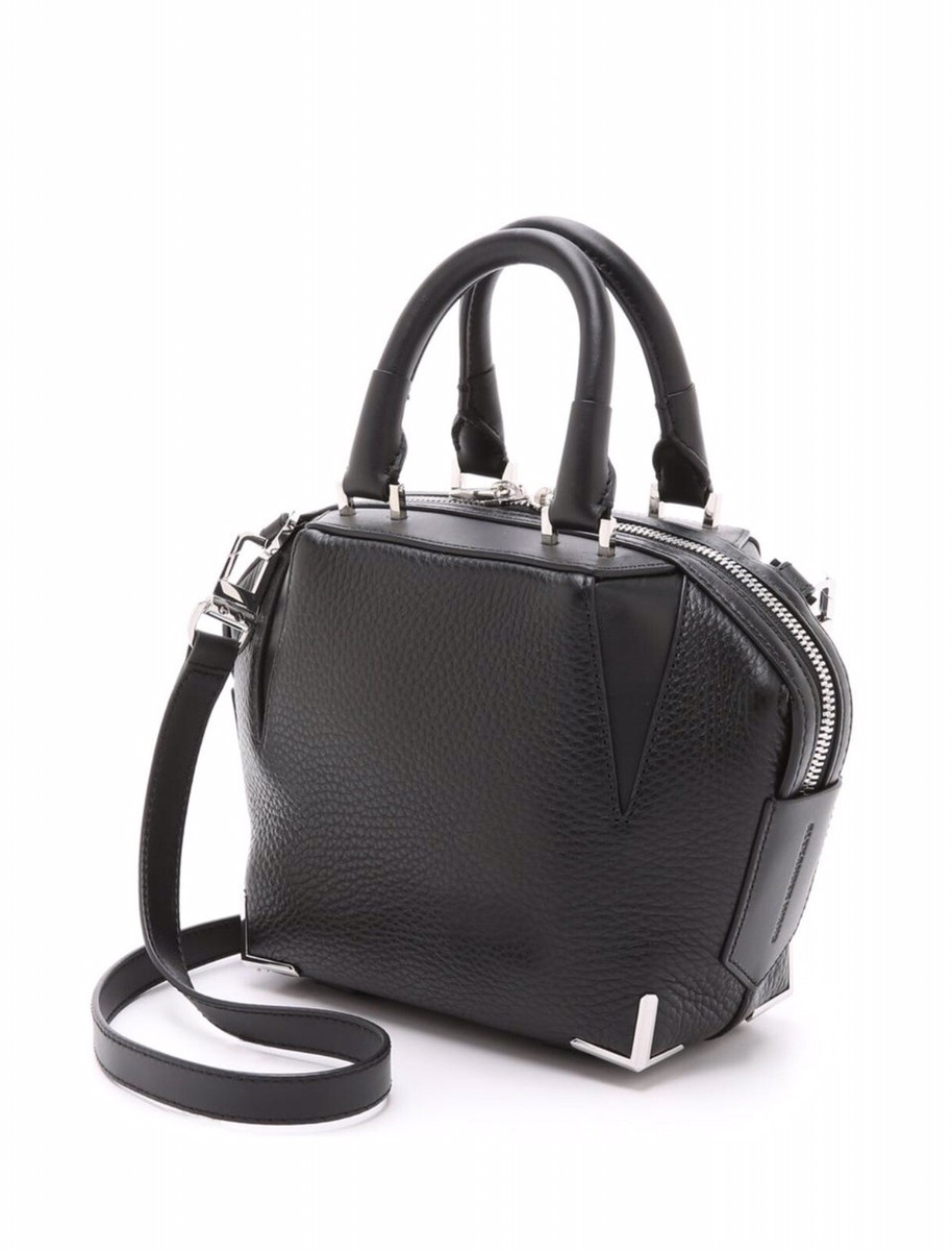 Alexander Wang Crossbody Mini Prisma Black Leather Satchel Silver
