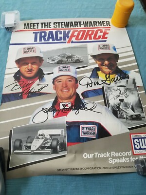 Stewart Warner Gauges Track Force Poster Autographed Don Garlits Bill Elliot 