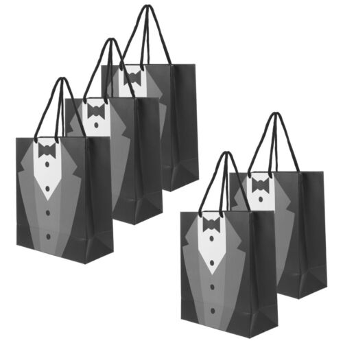 5pcs Black Tuxedo Gift Bags for Wedding Party & Bridal Shower - Picture 1 of 12