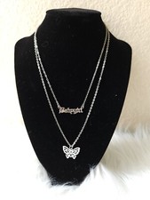 Hiphop Babygirl Butterfly Charm layered Necklace