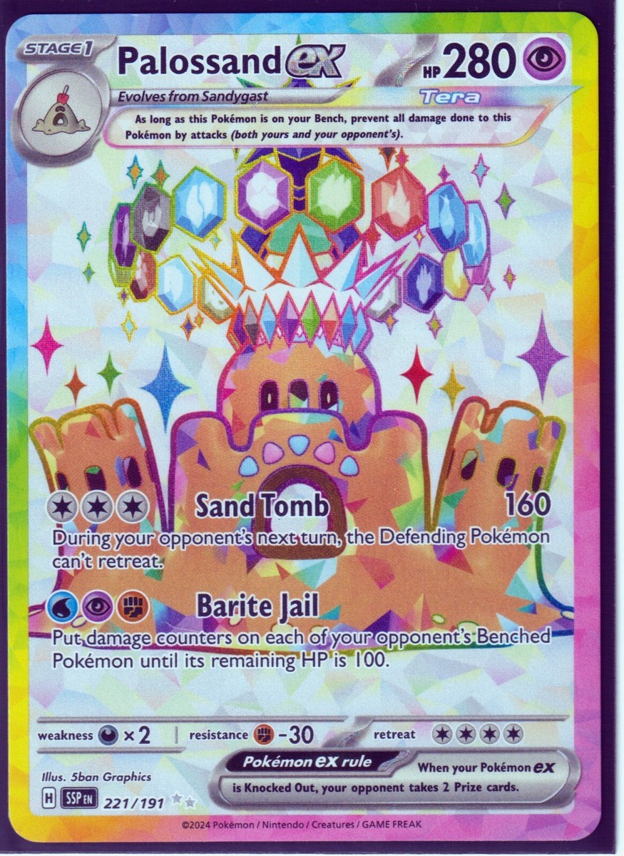 Pokemon Palossand Ex 221/191 - Carta Full Art Ultra Rara Da Surging Sparks - Edizione Italiana - 3